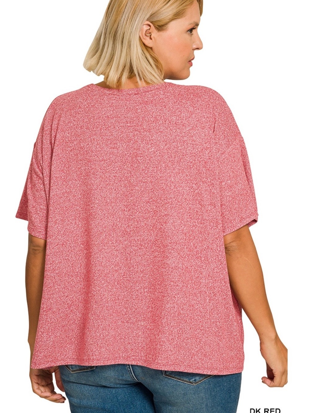 NEW!Plus Size Dark Red Plus soft melange short sleeve tee & long pants set SZ 1X - Picture 6 of 7